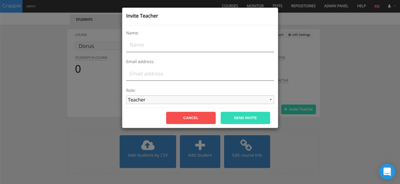 Screenshot of how to invite other teachers