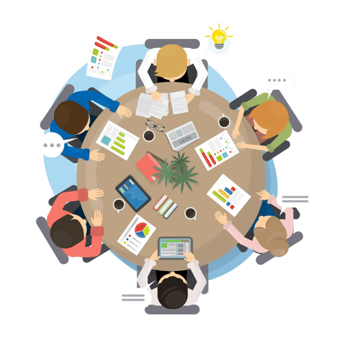 Graphic of people sitting around a table